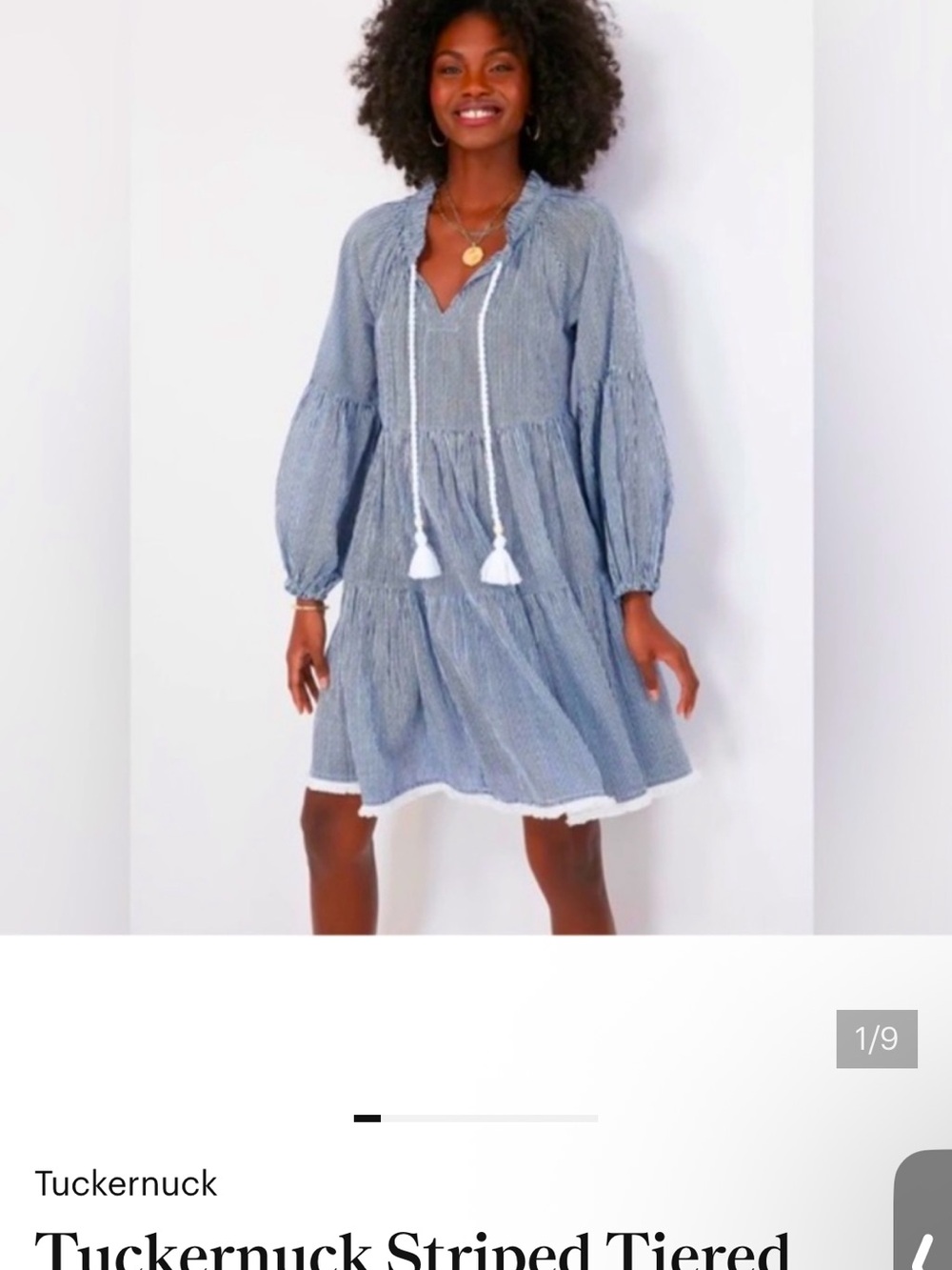 Tuckernuck Nautical Stripe Tiered Dress or Cover Up with Front Tassels